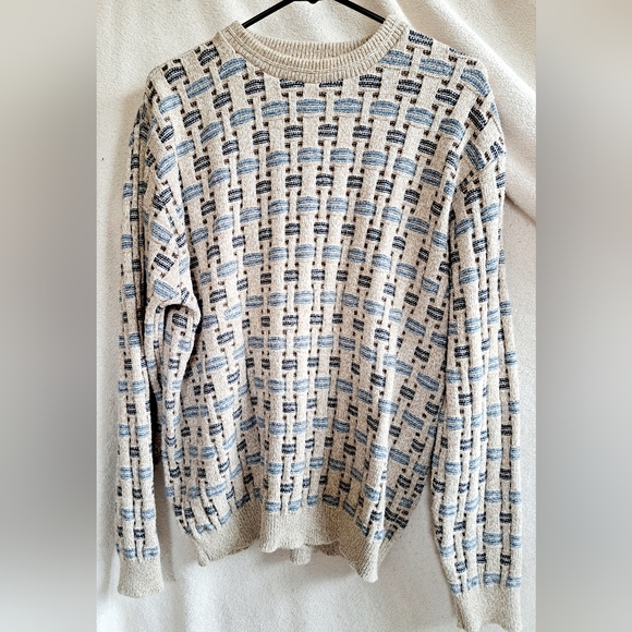 Men's Haggar Pullover Crewneck Textured Knit Cream Colored Sweater - Picture 1 of 7